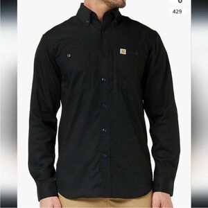 Carhartt Large Rugged Professional Relaxed Black Long Sleeve Button Down Shirt